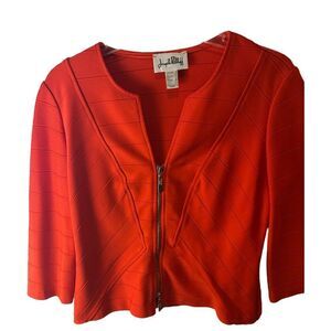 Joseph Ribkoff Women’s Red Full Zip Stretchable 3/4 Sleeve Jacket Size 12